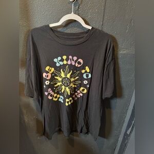 Black Graphic Tee with Sun Design
